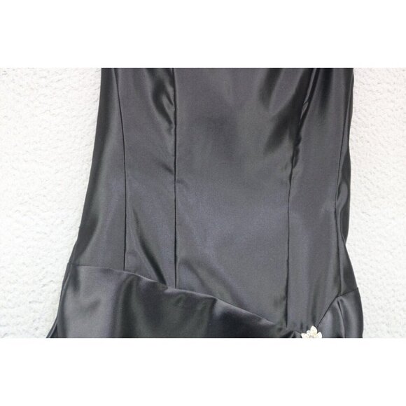 Cach'e Black Strapless Satin Party Dress-Jeweled Pin-Size 8-Whimsigoth - Picture 3 of 14